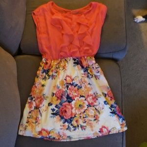 Coral floral minidress